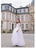 White Sequined Lace Tulle Chic Flower Girl Dress